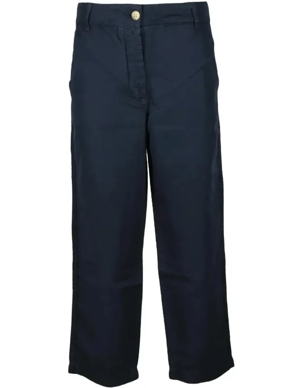 Cropped Trousers In Cotton-linen Blend With Functional Pockets