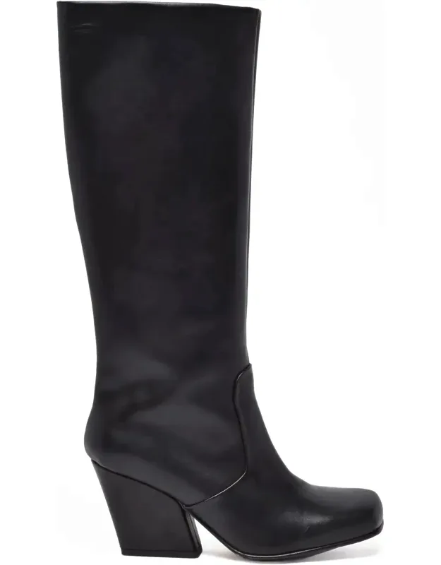 Leather Block-heel Boots