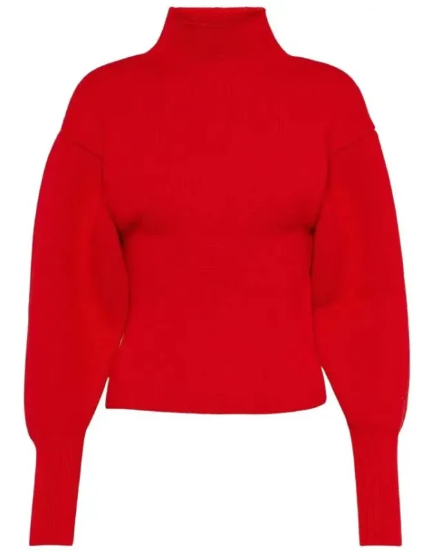 Puffed Sleeve Wool Cashmere Sweater