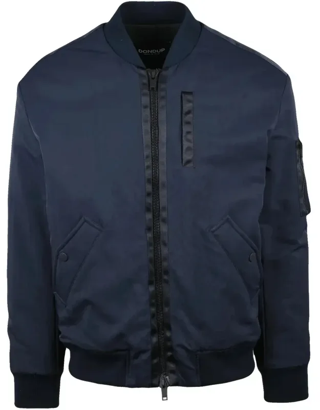 Structured Bomber Jacket With Zip Closure And Ribbed Detailing