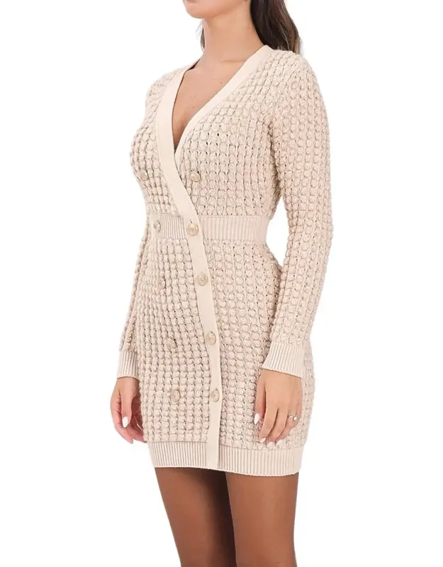 Textured Knit Fitted Dress