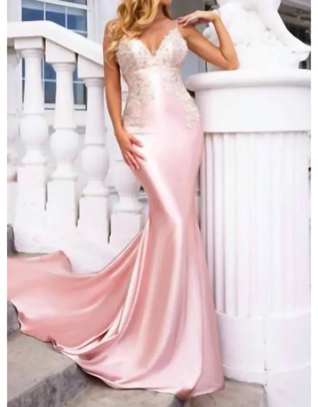 Beaded And Lace Satin Prom Dress