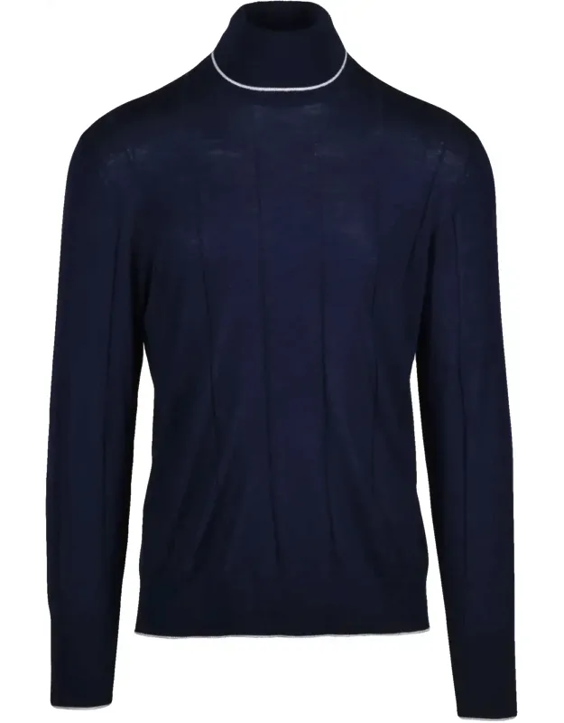 Wool Under Jacket Sweater With Vertical Ribbed Detailing