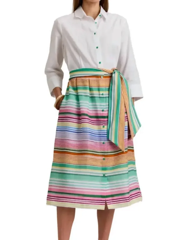 3/4 Sleeve Multi Linen Dress