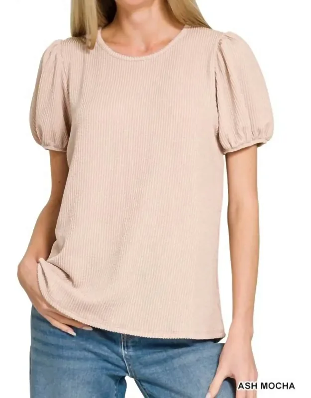 Puff Sleeve Corded Shirt