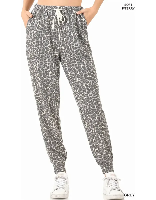 French Terry Leopard Print Joggers