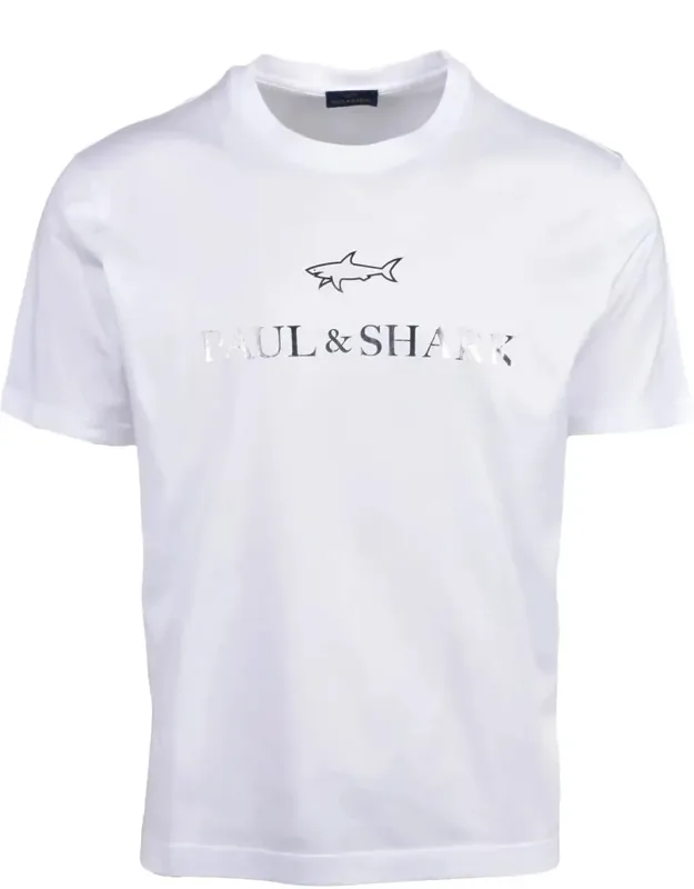 Cotton T-shirt With Metallic Logo And Minimalist Design