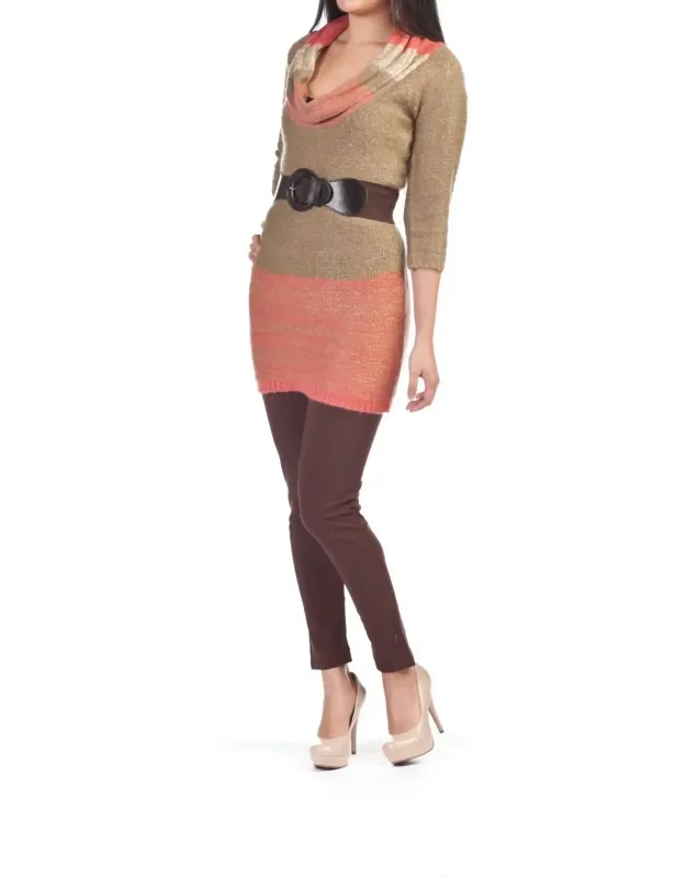 Cowl Neck Knit Sweater Dress