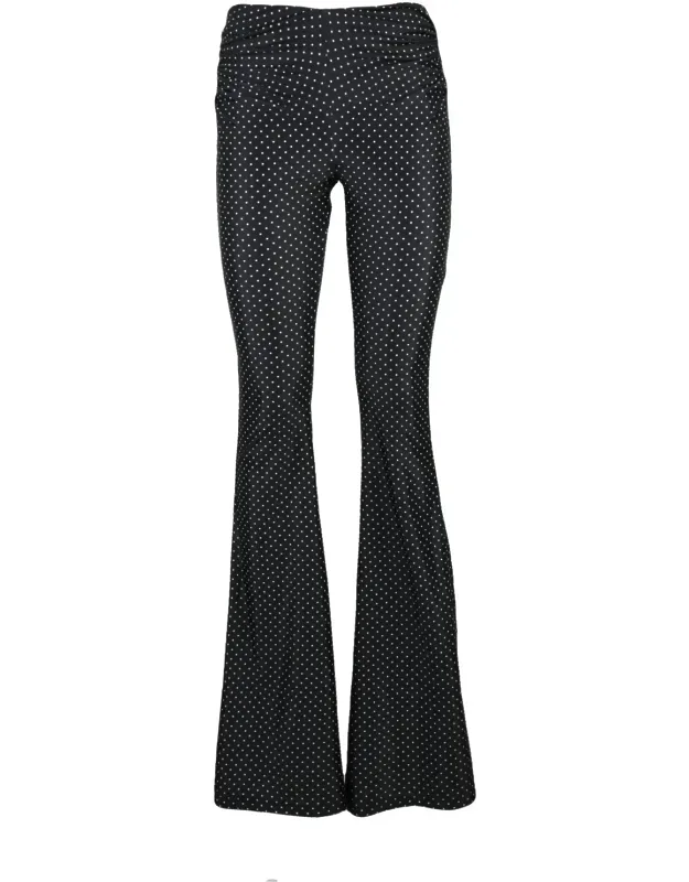 Close-fitting Flared Pants With Polka Dot Pattern
