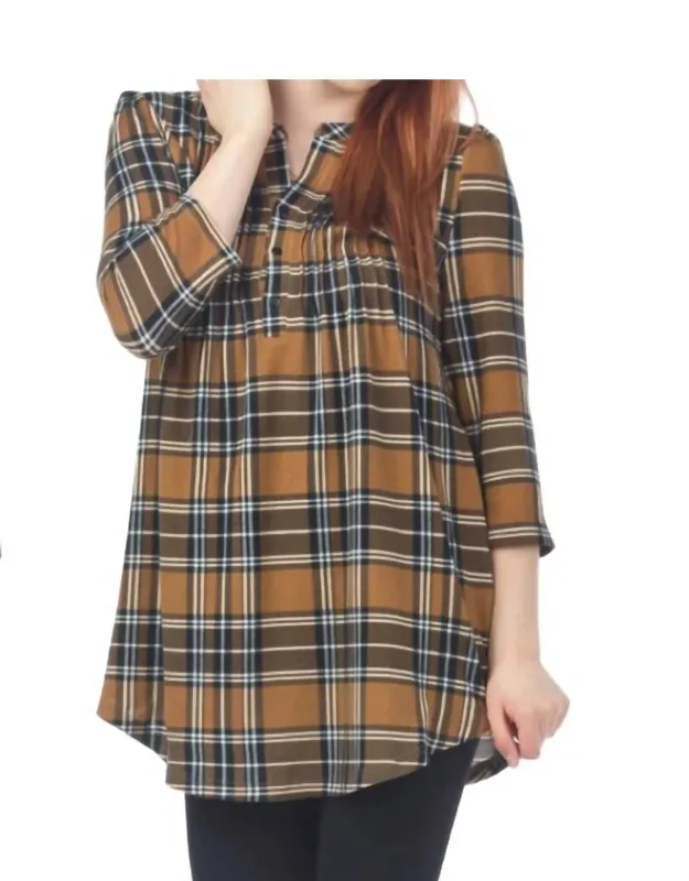 Check Pleated Tunic