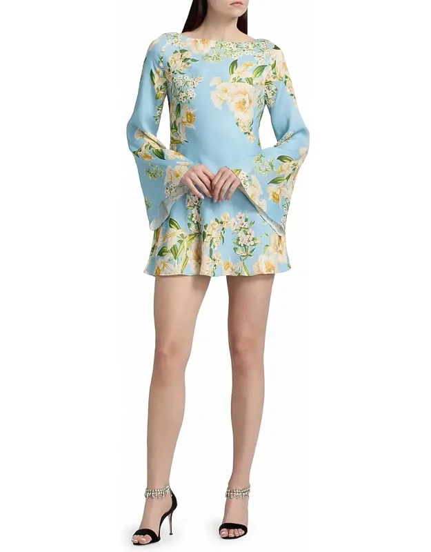 Bias Long Bell Sleeve Mini Dress
