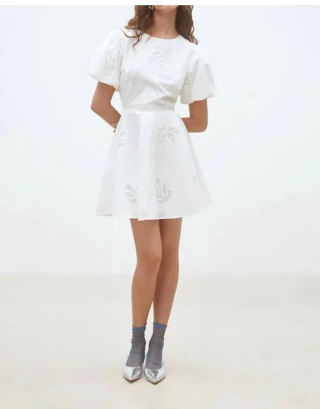 Celest Short Embroidered Poplin Dress