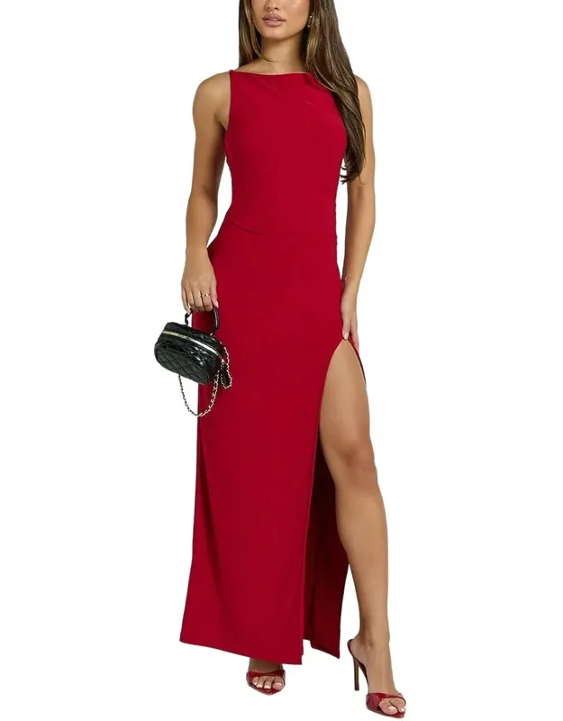 Delli. S Maxi Dress - Red, 53.5in From Shoulder To Hem
