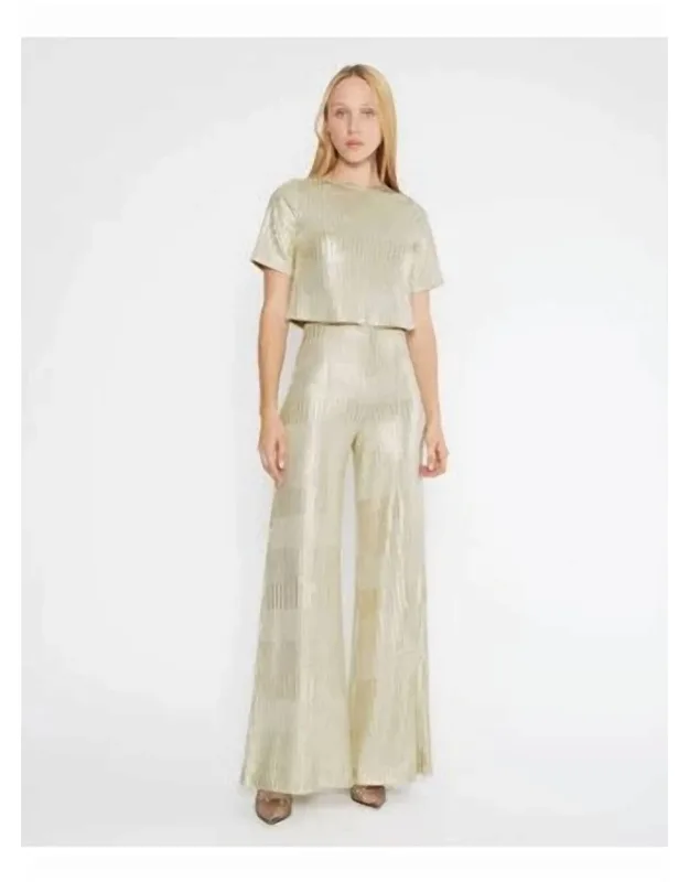 Wide Leg Pants In Metallic