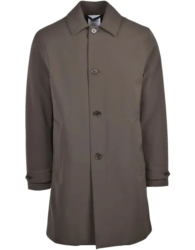 Mid-length Raincoat With Buttoned Cuffs And Quilted Interior