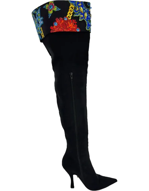 Over The Knee Boots W/ Crystals
