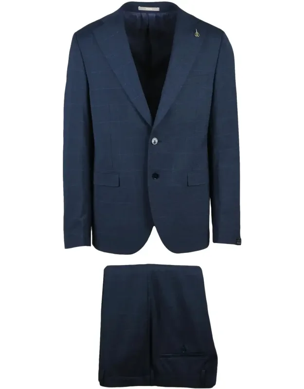 Tailored Two-piece Suit With Notch Lapels And Subtle Check Pattern