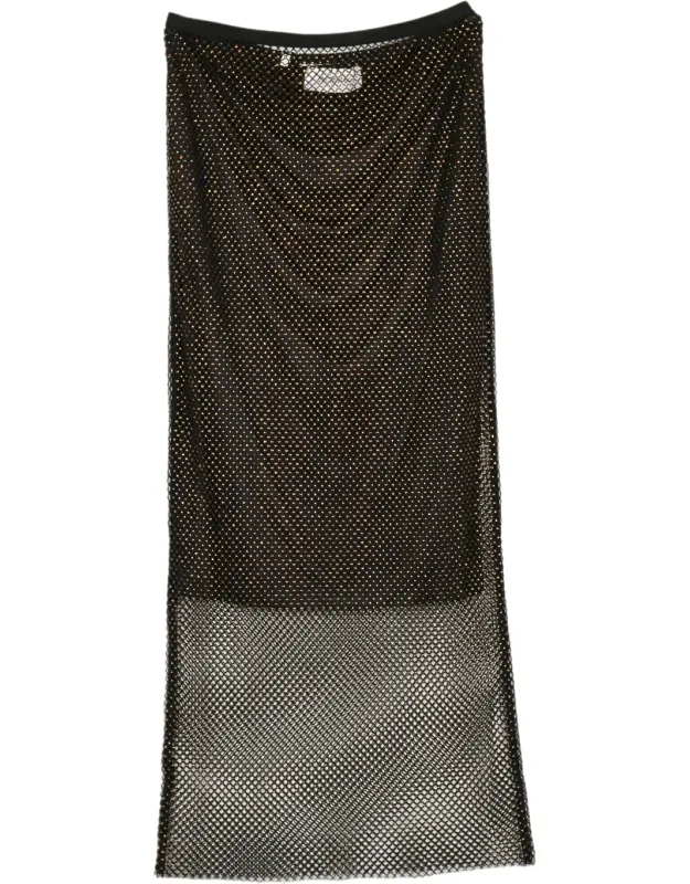 Longuette Skirt With Net Overlay And Shimmer