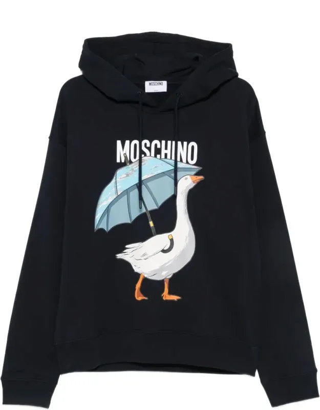 Graphic Hoodie With Playful Goose Design