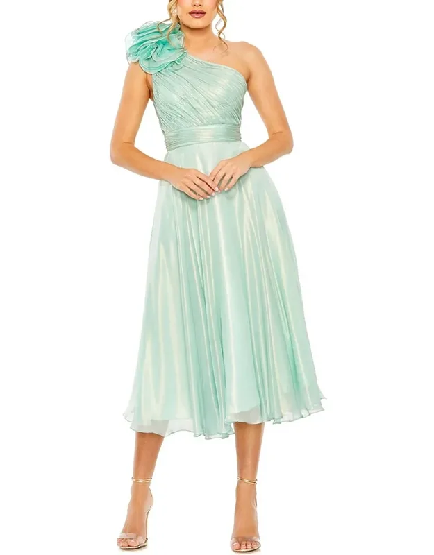 One-shoulder Tea-length Dress