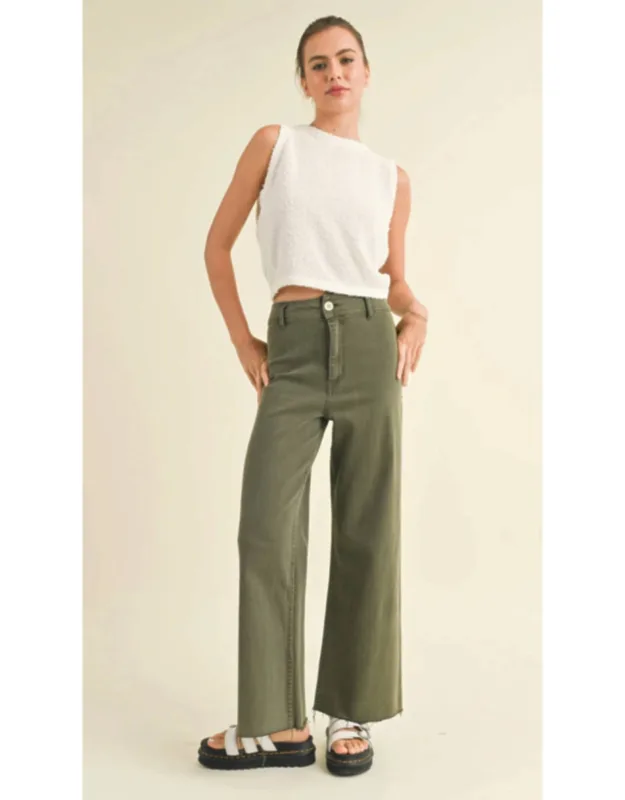 Straight Wide Leg Denim Pants