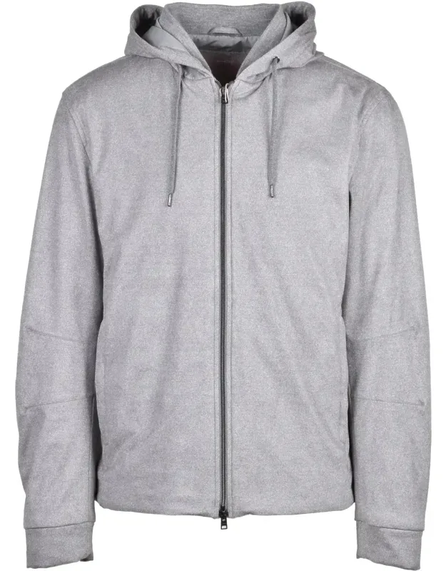 Velvet Effect Jacket With Zip And Hooded Design