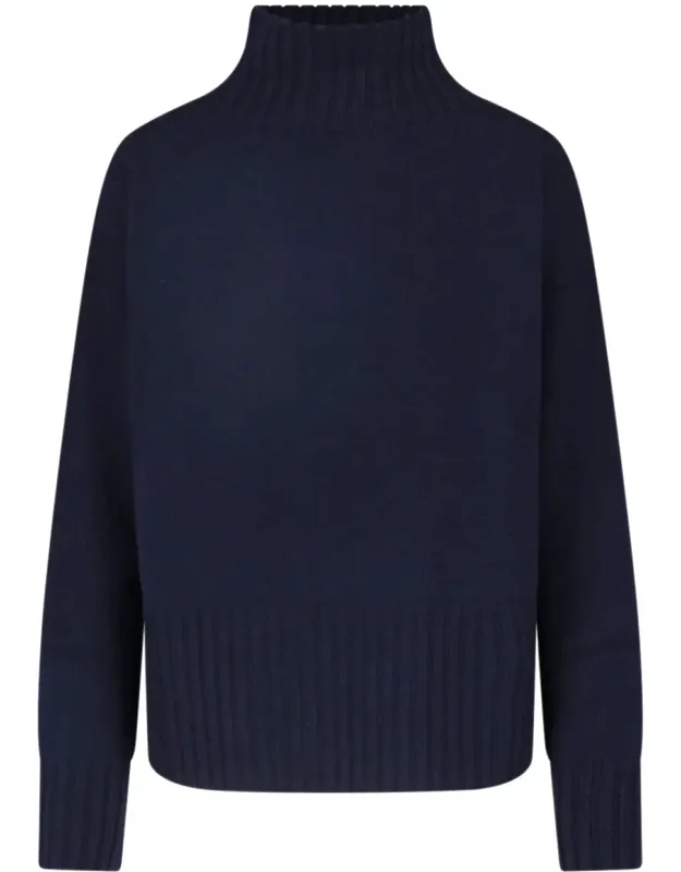Ribbed High Turtleneck Merino Wool Sweater
