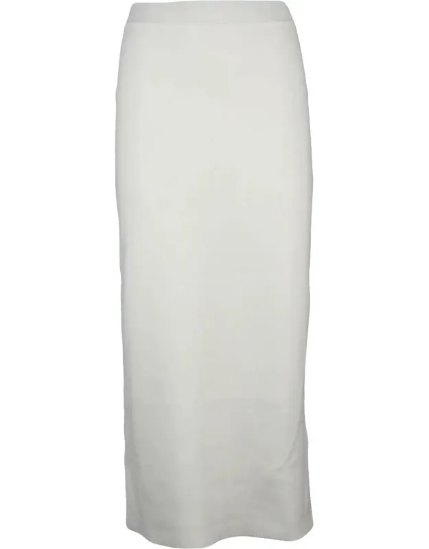 Knit Pencil Skirt With Elastic Waistband And Back Slit