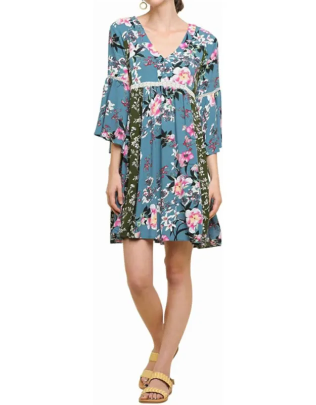 Floral Bell Sleeve Mini Dress