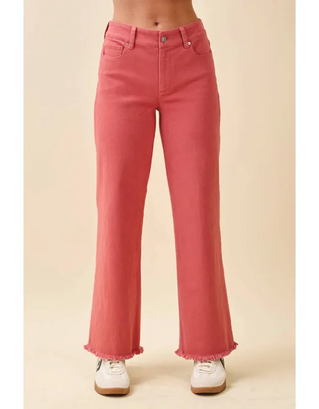 Wide Leg Raw Hem Denim Pants
