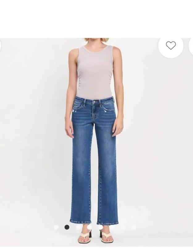 Mid Rise Full Length Straight Leg Jeans