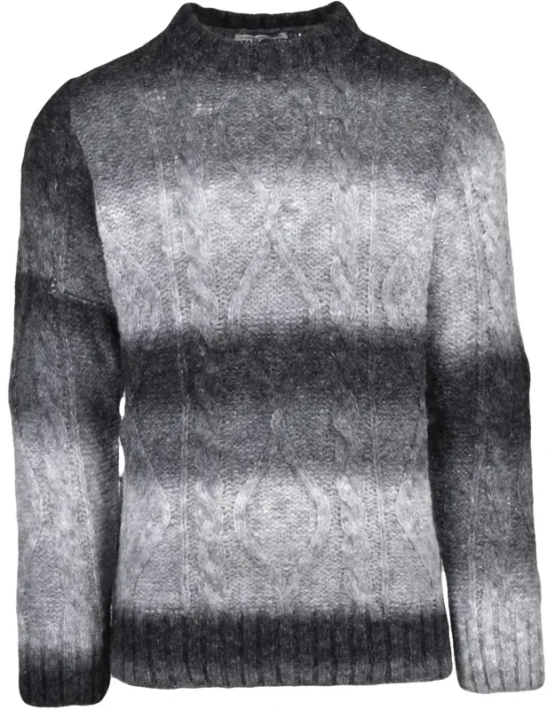 Gradient Cable Knit Crewneck Sweater