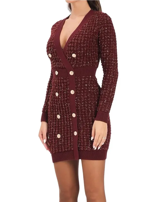 Textured Knit Fitted Dress