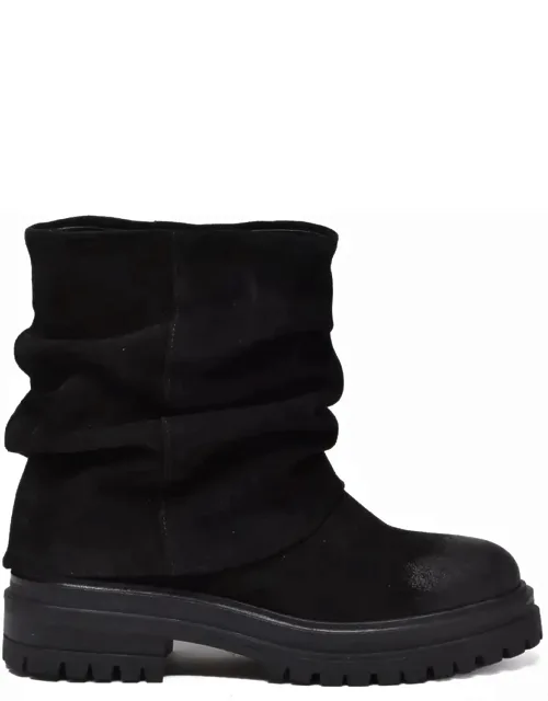 Suede Block-heel Ankle Boots