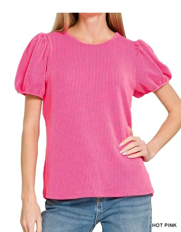 Puff Sleeve Corded Shirt