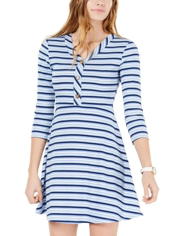 Striped Fit And Flare Mini Dress