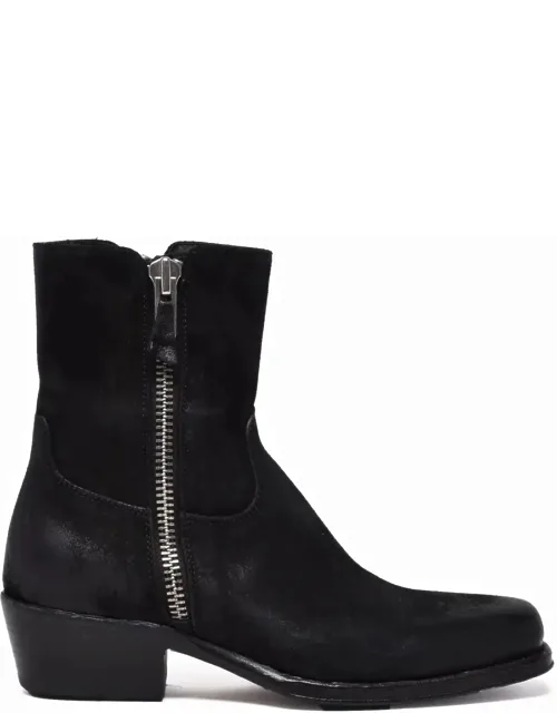 Suede Zip Ankle Boots