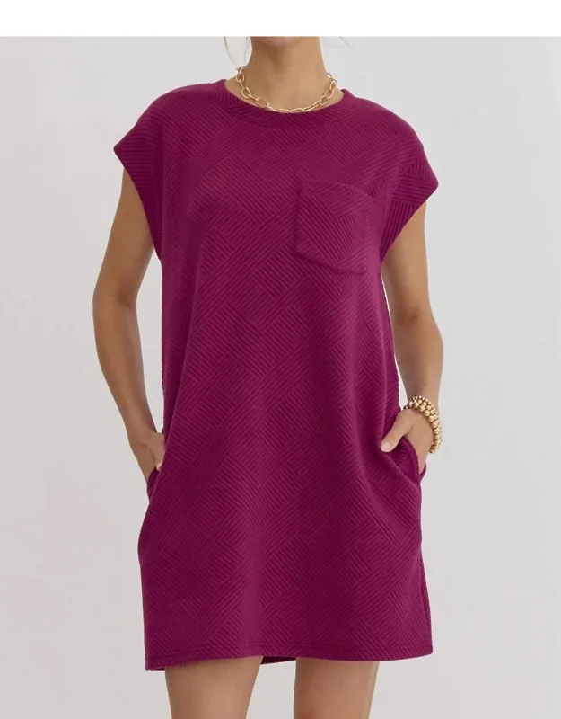 Textured Round Neck Sleeveless Mini Dress
