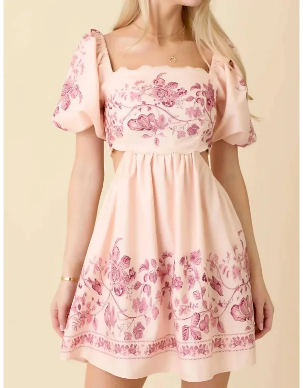Cutout Floral Babydoll Dress