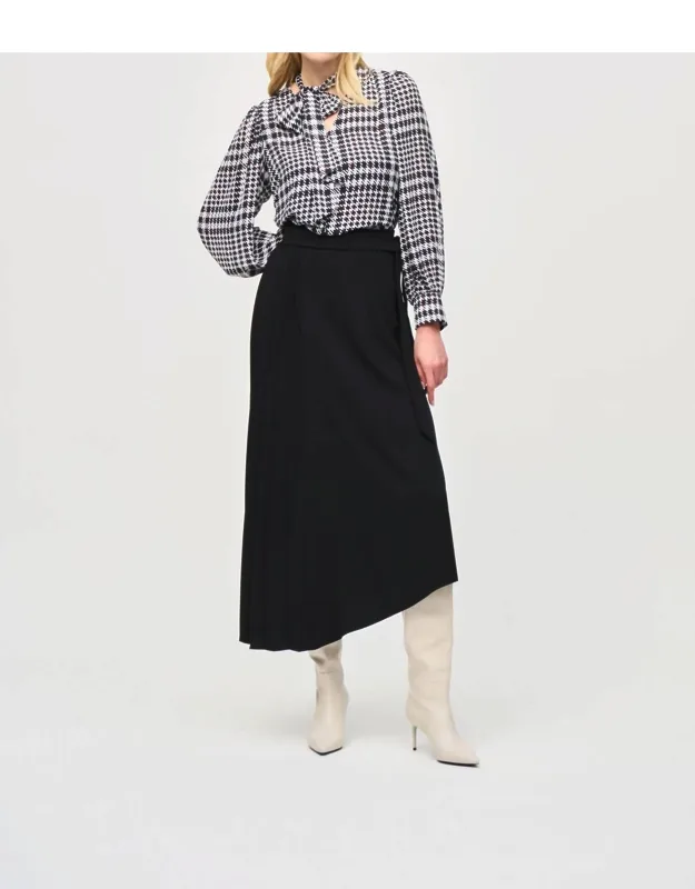 Pleated Asymmetric Maxi Skirt