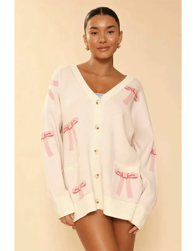 All Over Bow Knit Cardigan