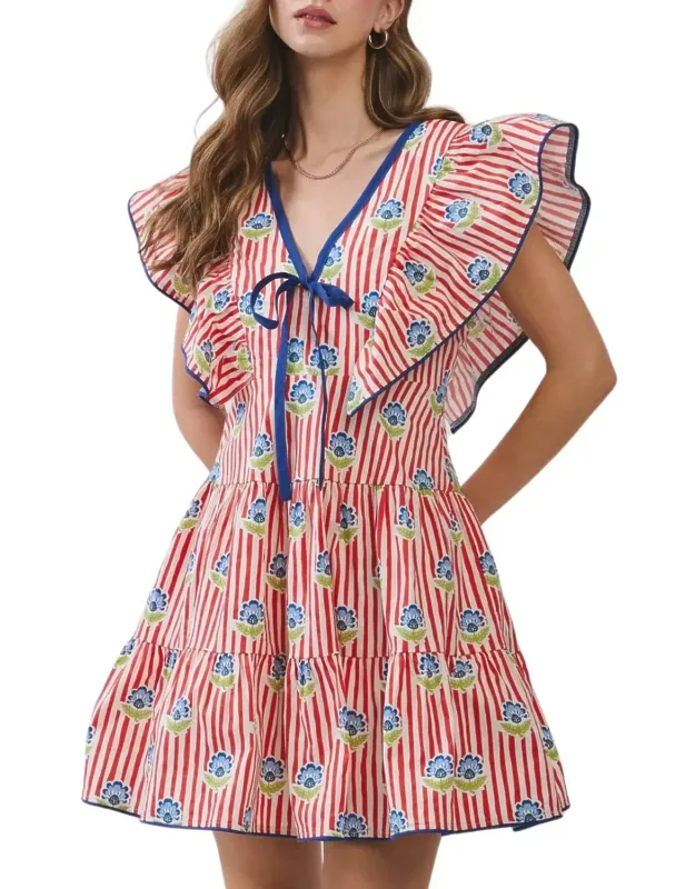 Floral Print Ruffle Mini Dress