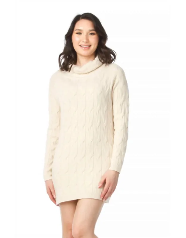 Cable Knit Cowl Neck Sweater Dress