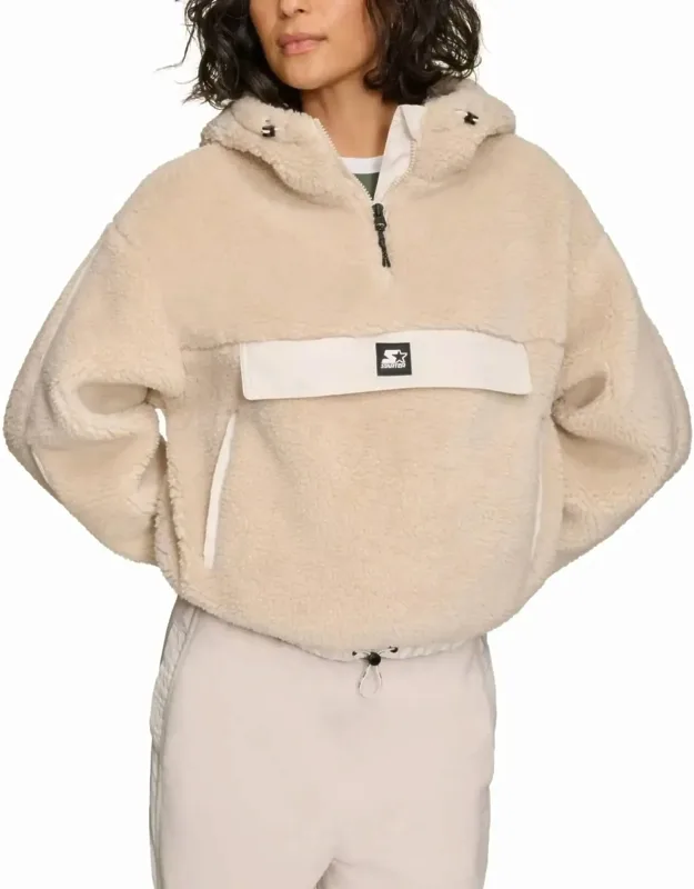 1/4-zip Sherpa Pullover Hoodie