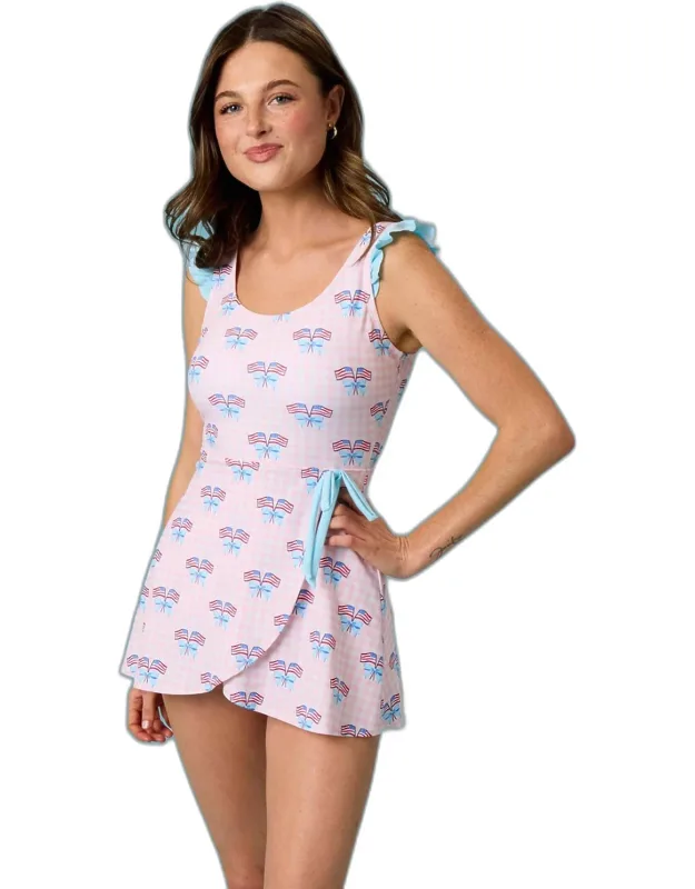 Patriotic Wrap Skirt Swimsuit