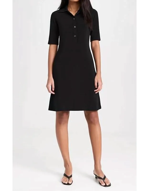 Elbow Sleeve Mini Polo Dress