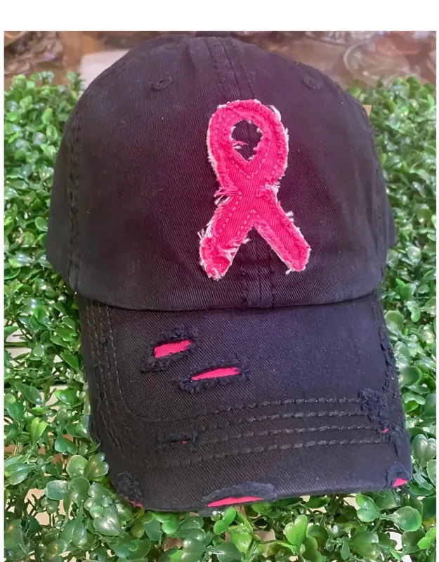 Distressed Ribbon Hope Baseball Cap