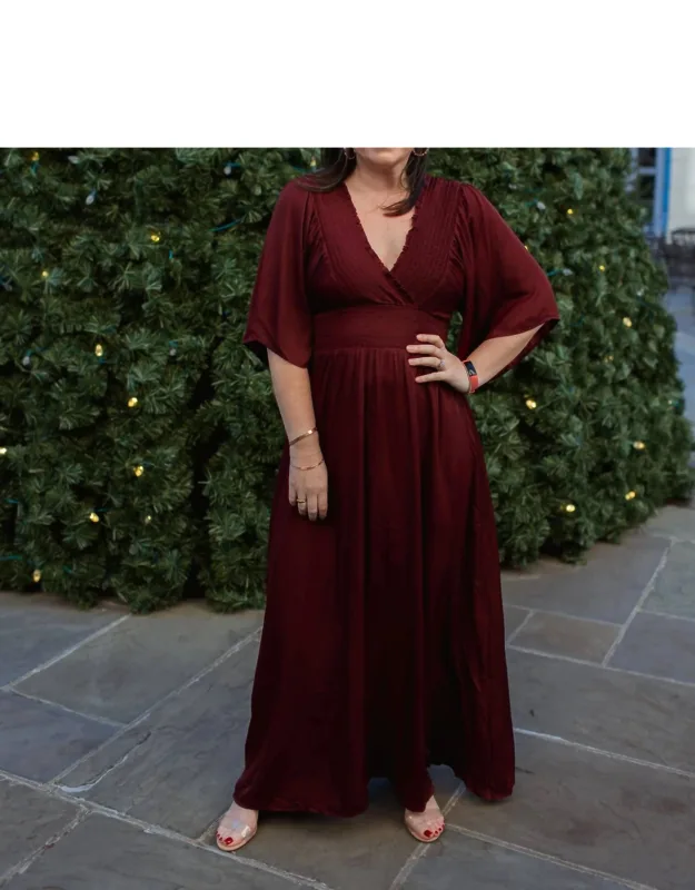 Smocking Detail Maxi Dress