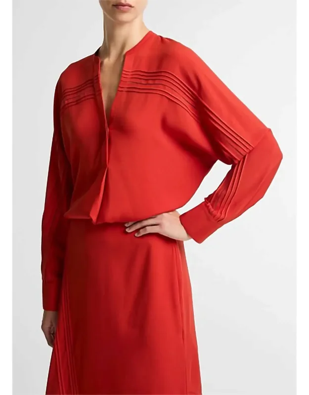 Pintuck Half Placket Blouse