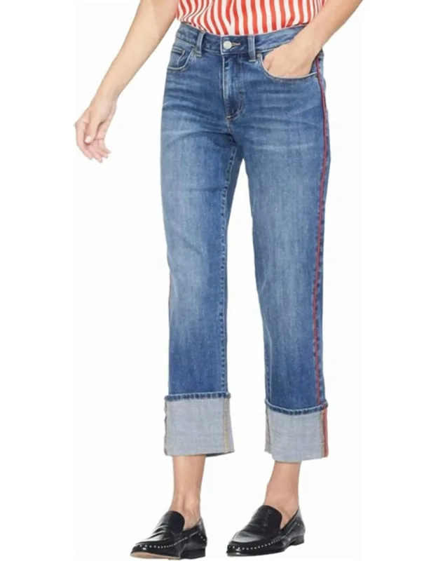 Cuffed Straight Leg Jeans